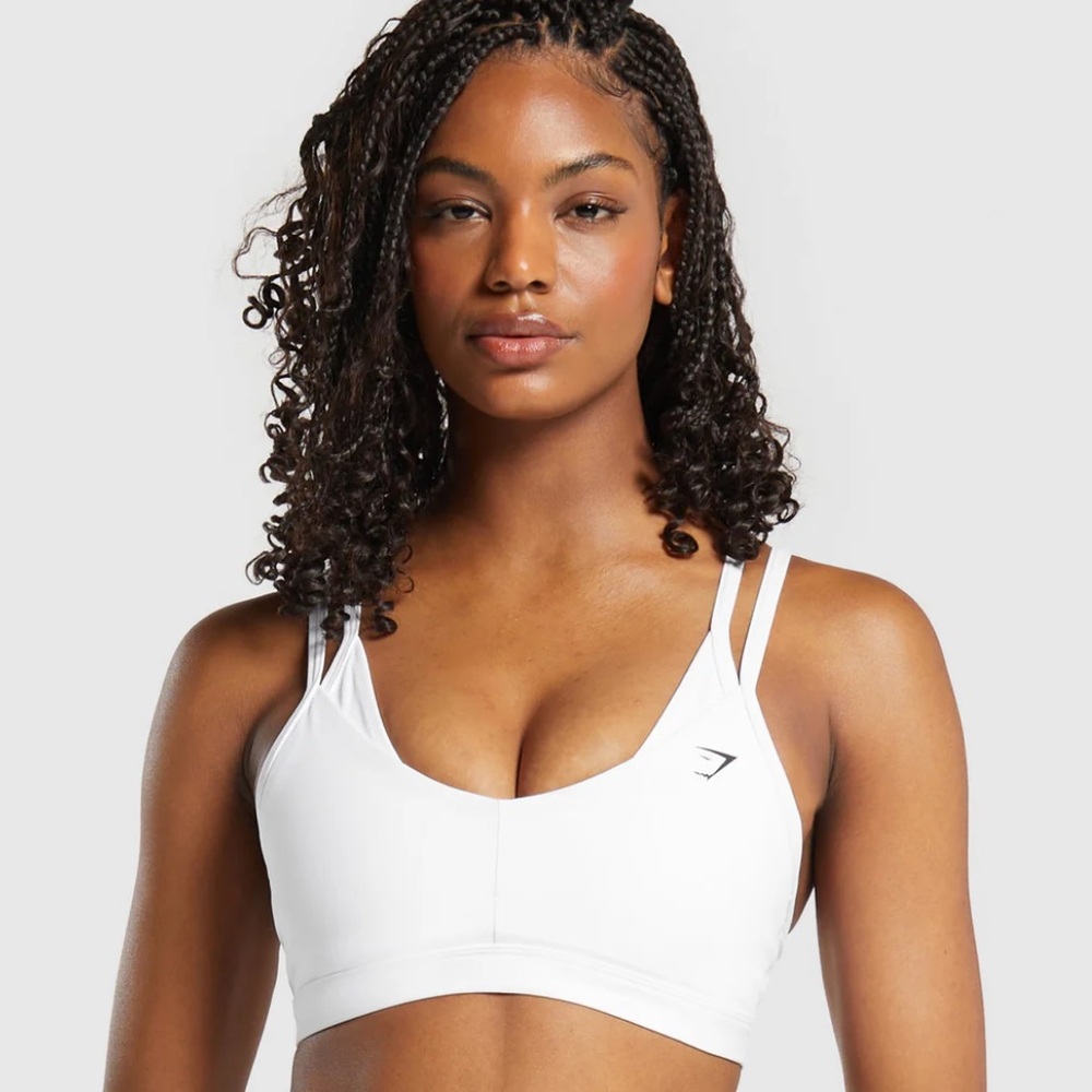 Gym Shark Double Up White Sports Bra